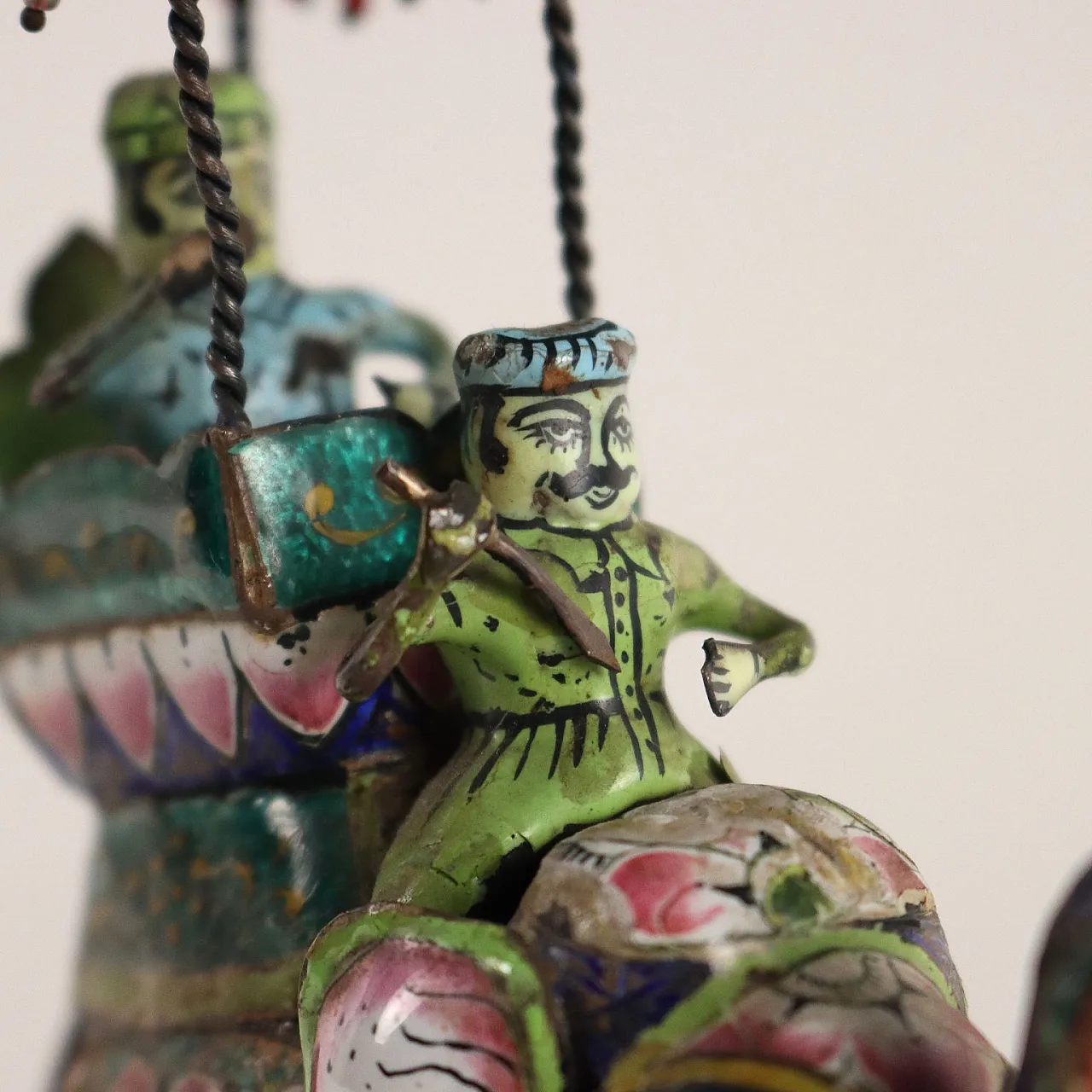 Indian silver and polychrome enamel elephant with palanquin sculpture 5