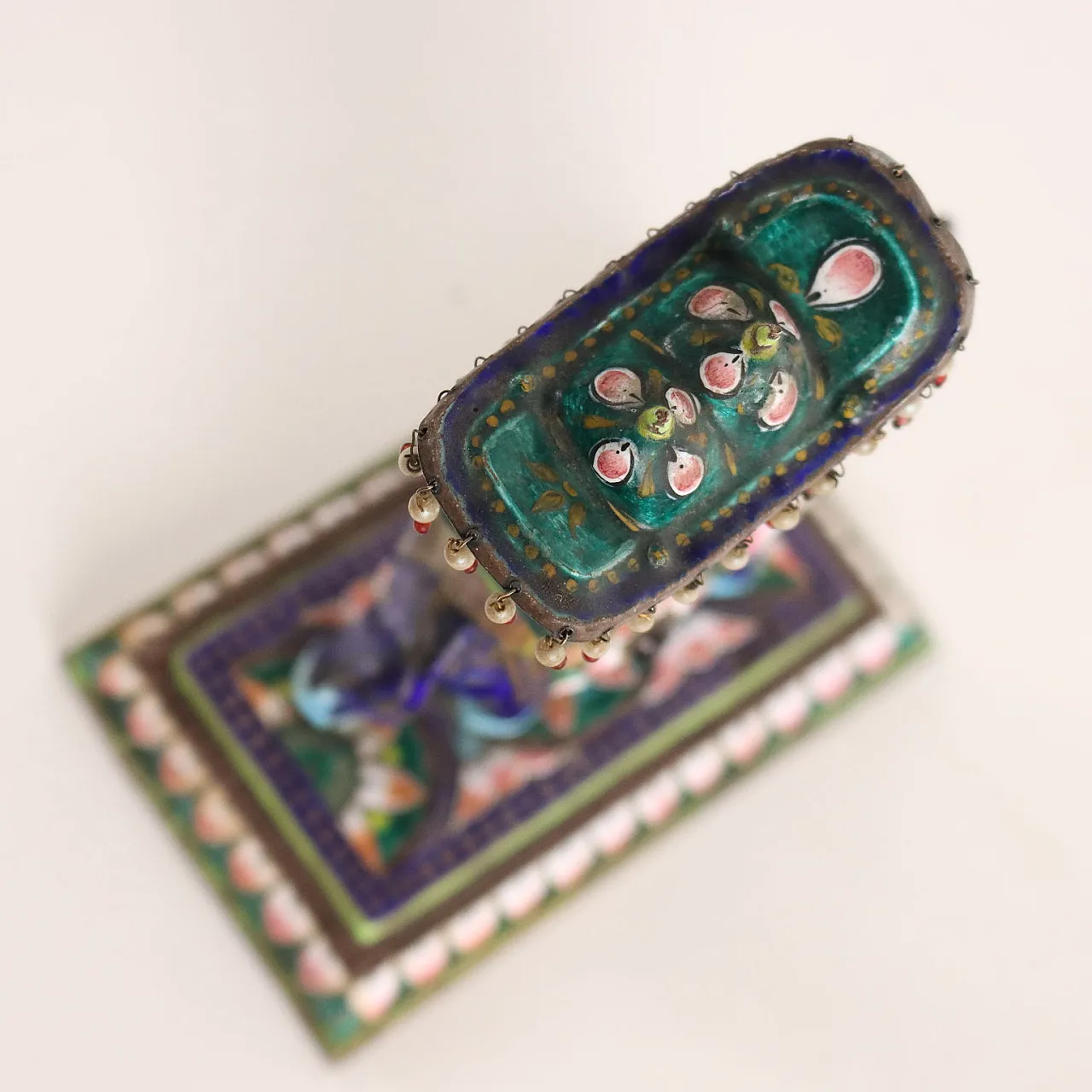 Indian silver and polychrome enamel elephant with palanquin sculpture 10