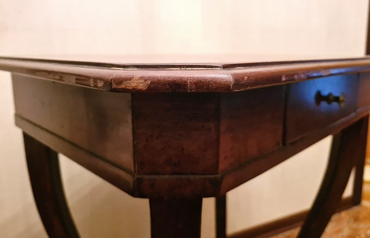 Tavolino Biedermaier in mogano con cassetto, '800 11