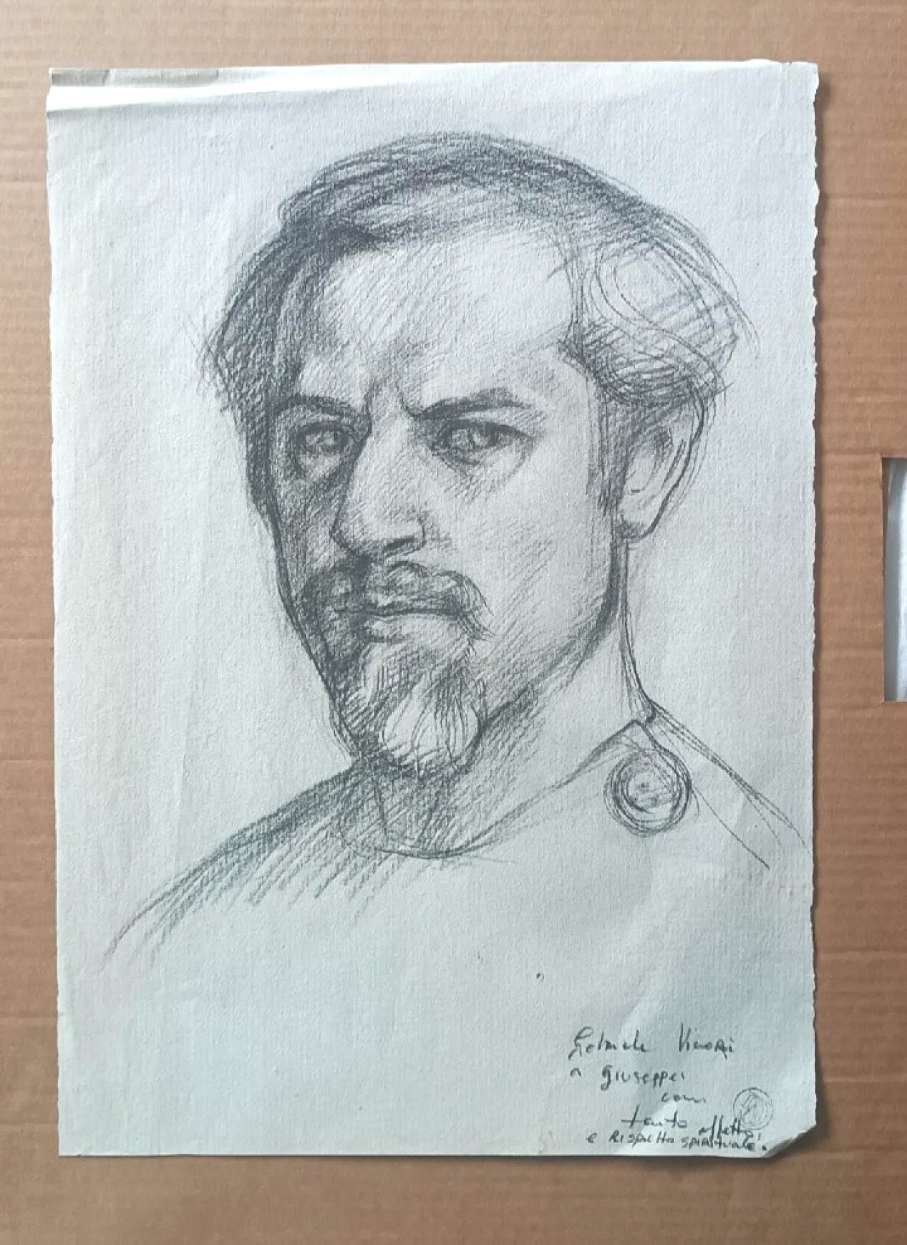 Portrait by Gabriele Vicari, pencil on paper, 1970s 1