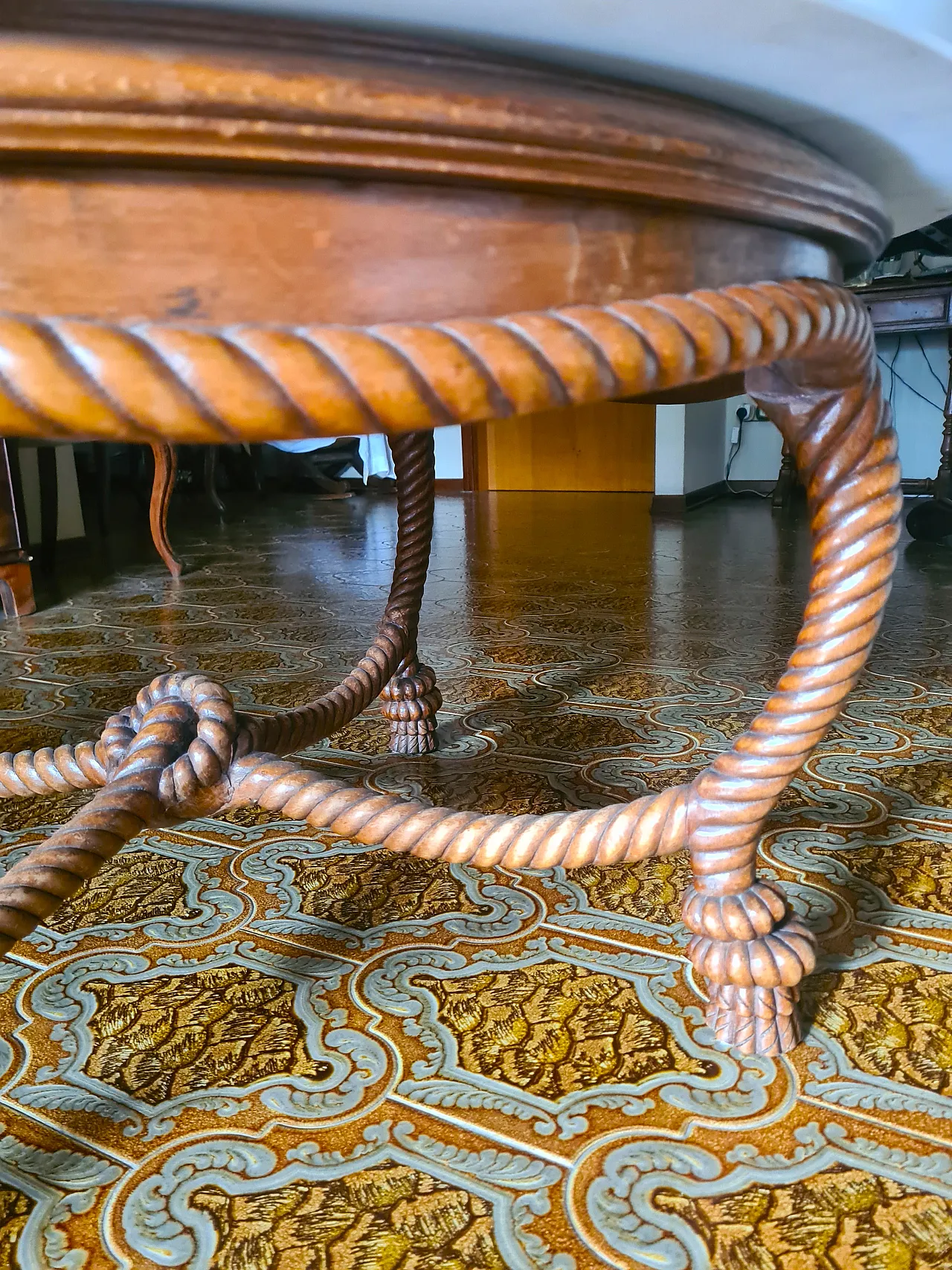 Wooden and marble living room table, 20th century 10