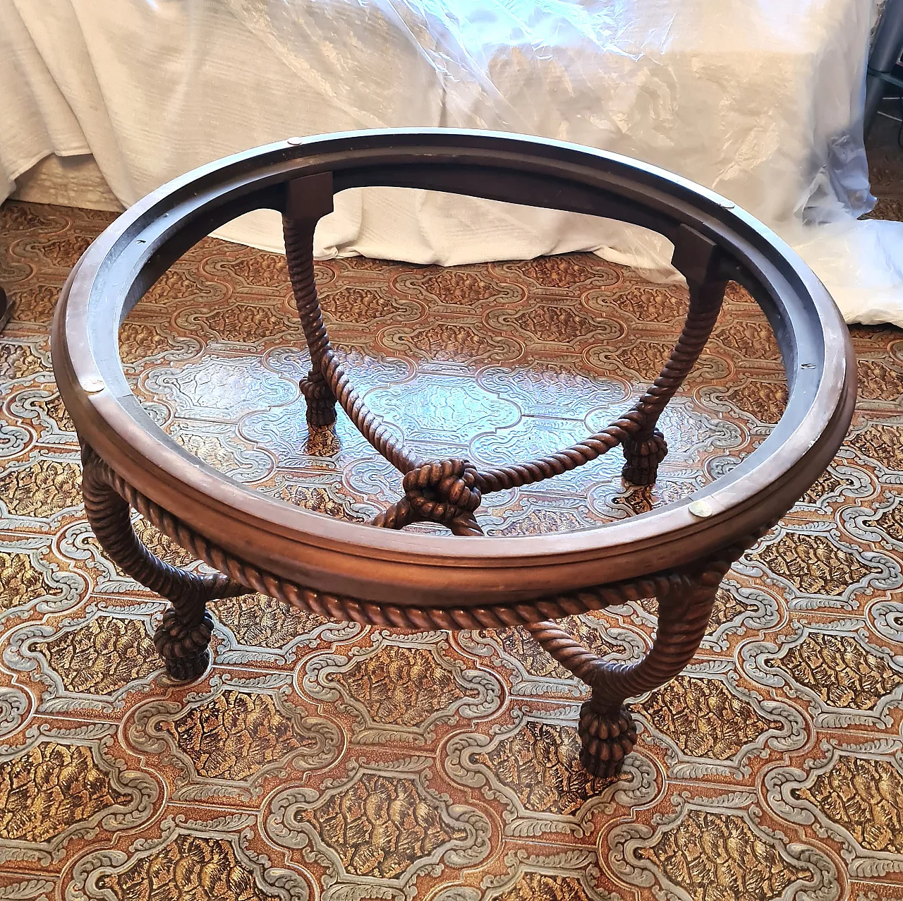 Wooden and marble living room table, 20th century 13