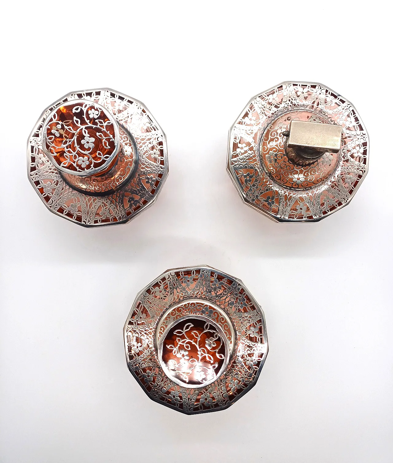 SET TOILETTE IN VETRO SOFFIATO E LAMINA D'ARGENTO, ART DÉCO, '20 2