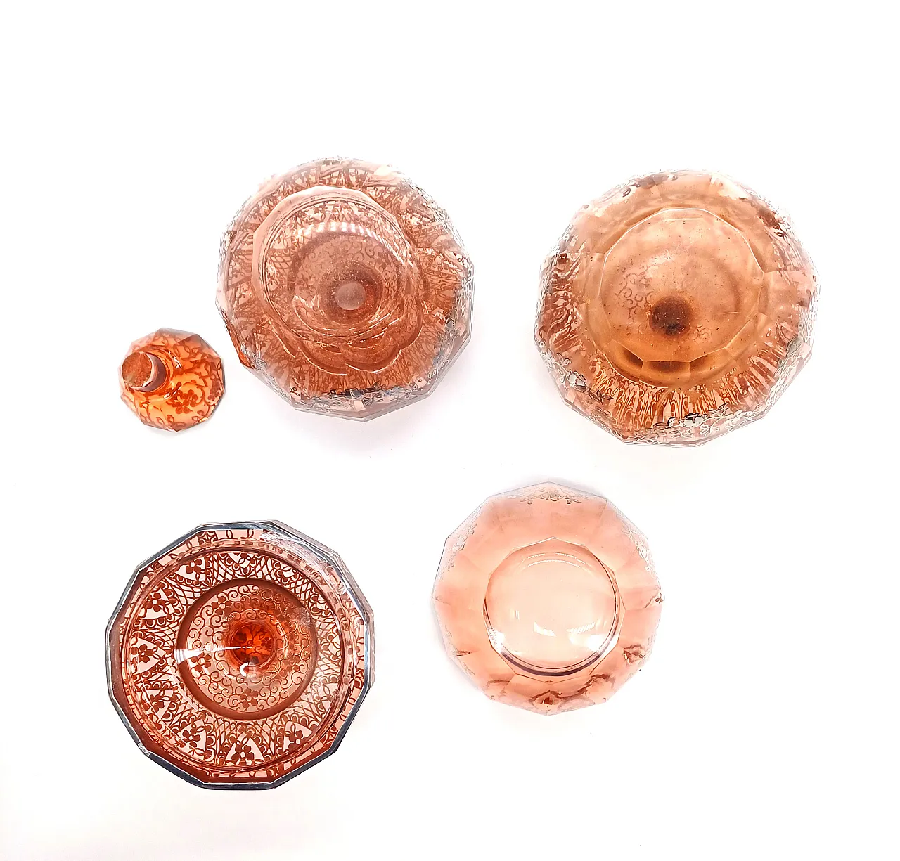 SET TOILETTE IN VETRO SOFFIATO E LAMINA D'ARGENTO, ART DÉCO, '20 4