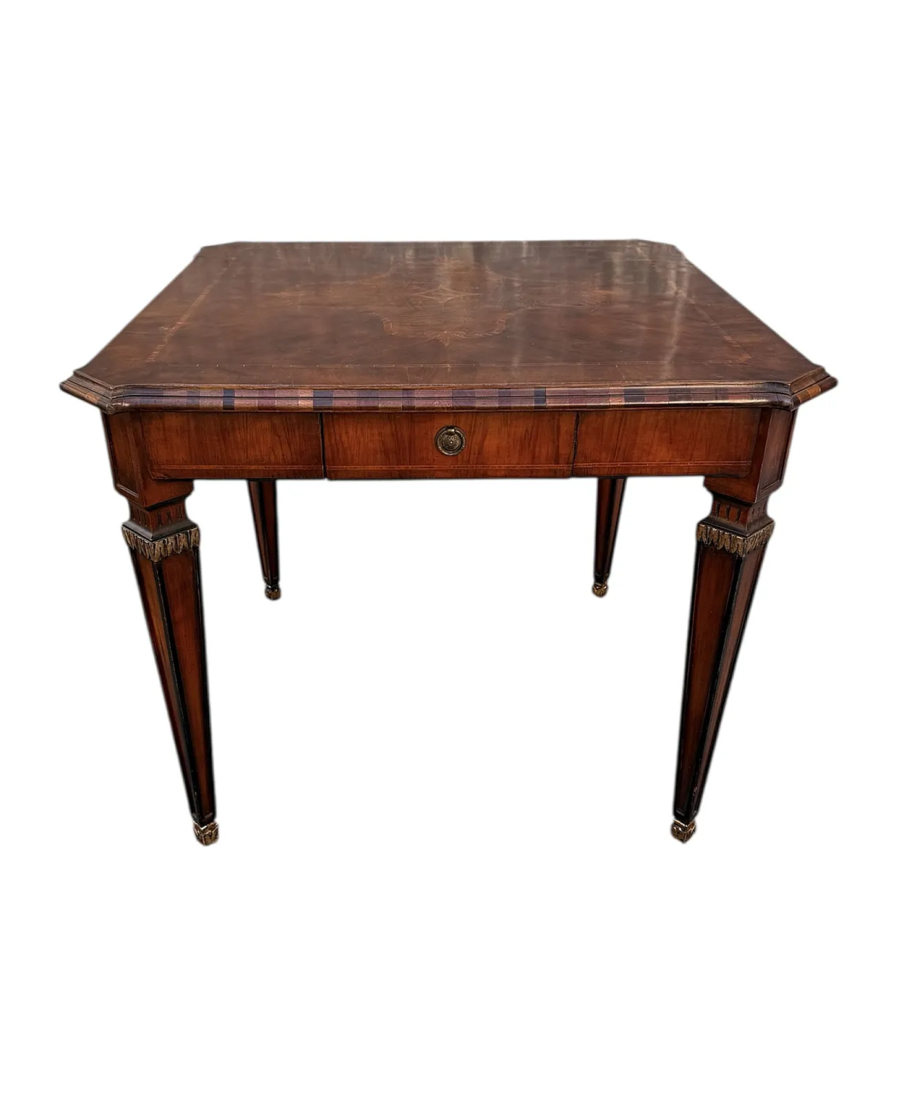 Game and dining table inlaid with chairs, 50s 5