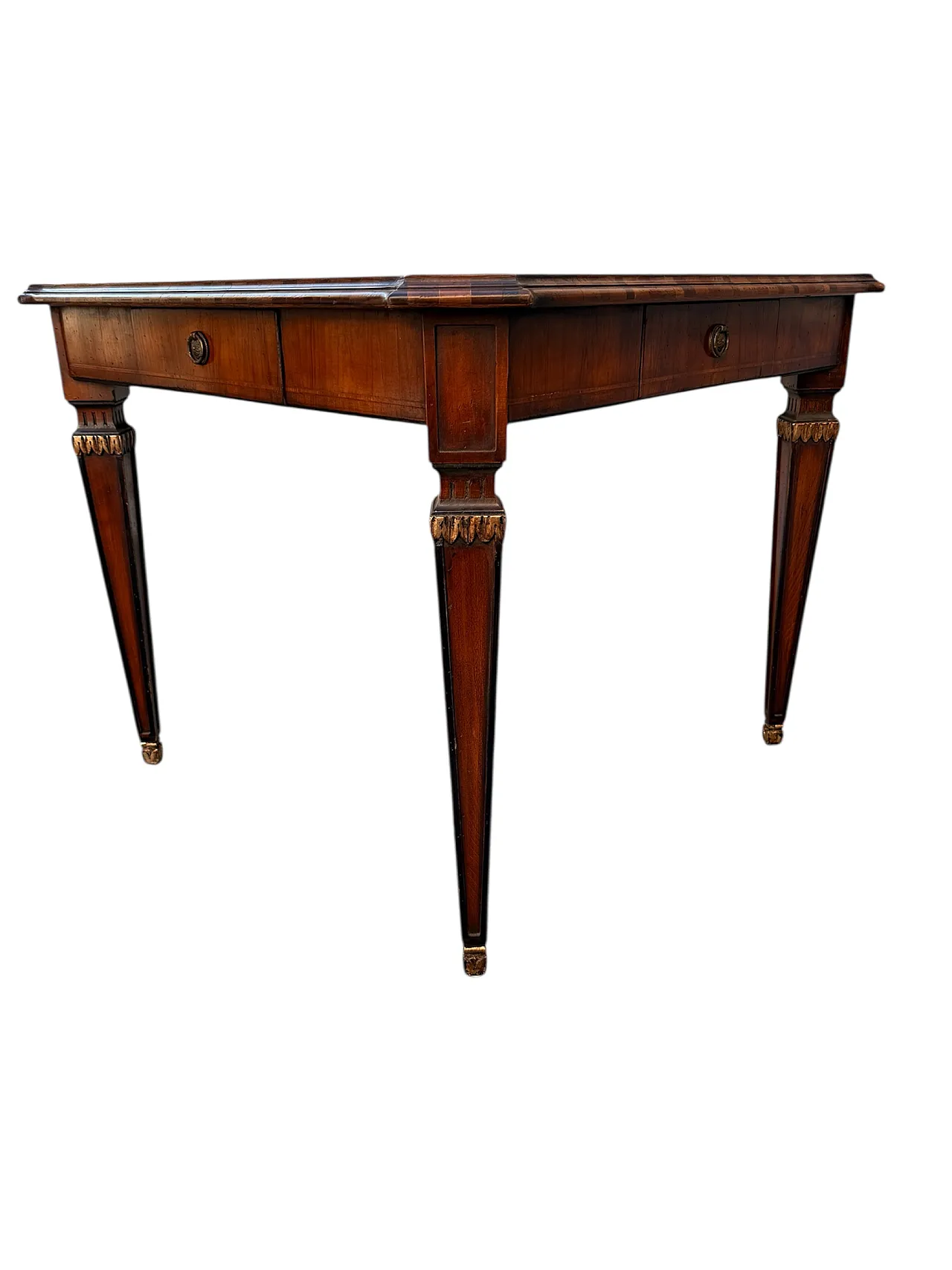 Game and dining table inlaid with chairs, 50s 7