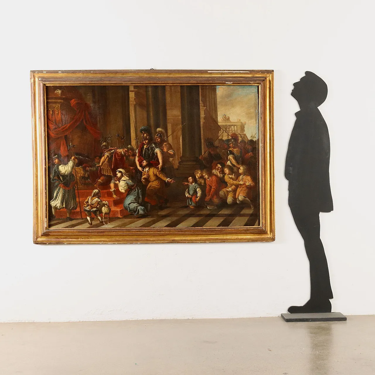 Episodio storico con imperatore e condottiero, dipinto a olio su tela, '600 3