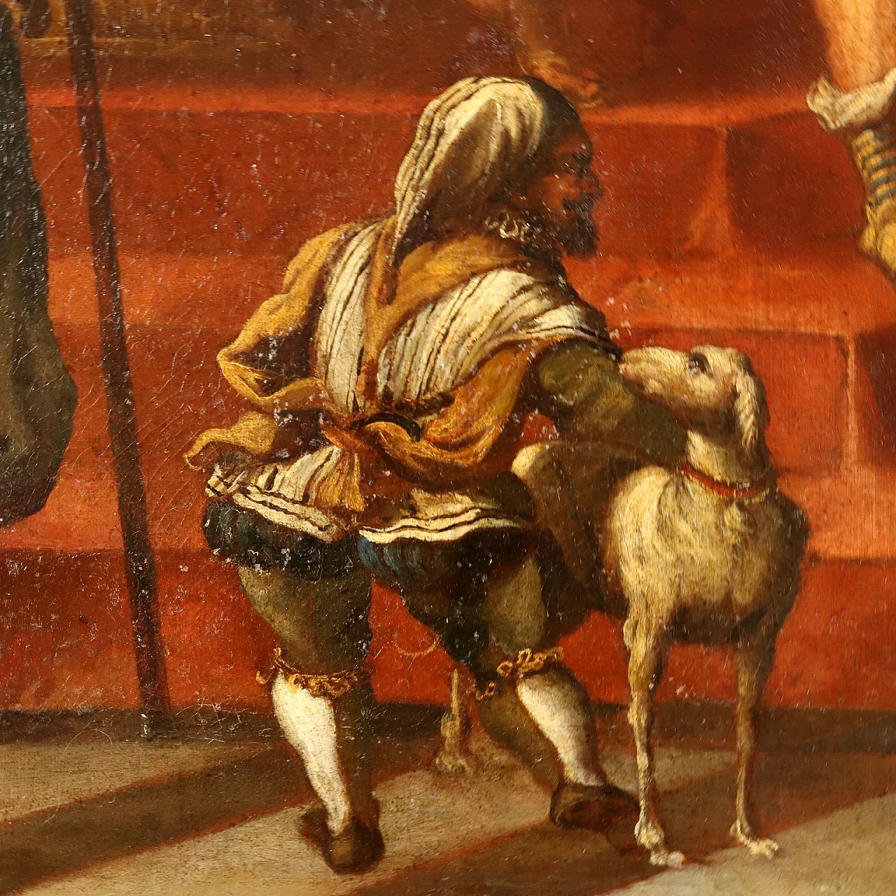 Episodio storico con imperatore e condottiero, dipinto a olio su tela, '600 6