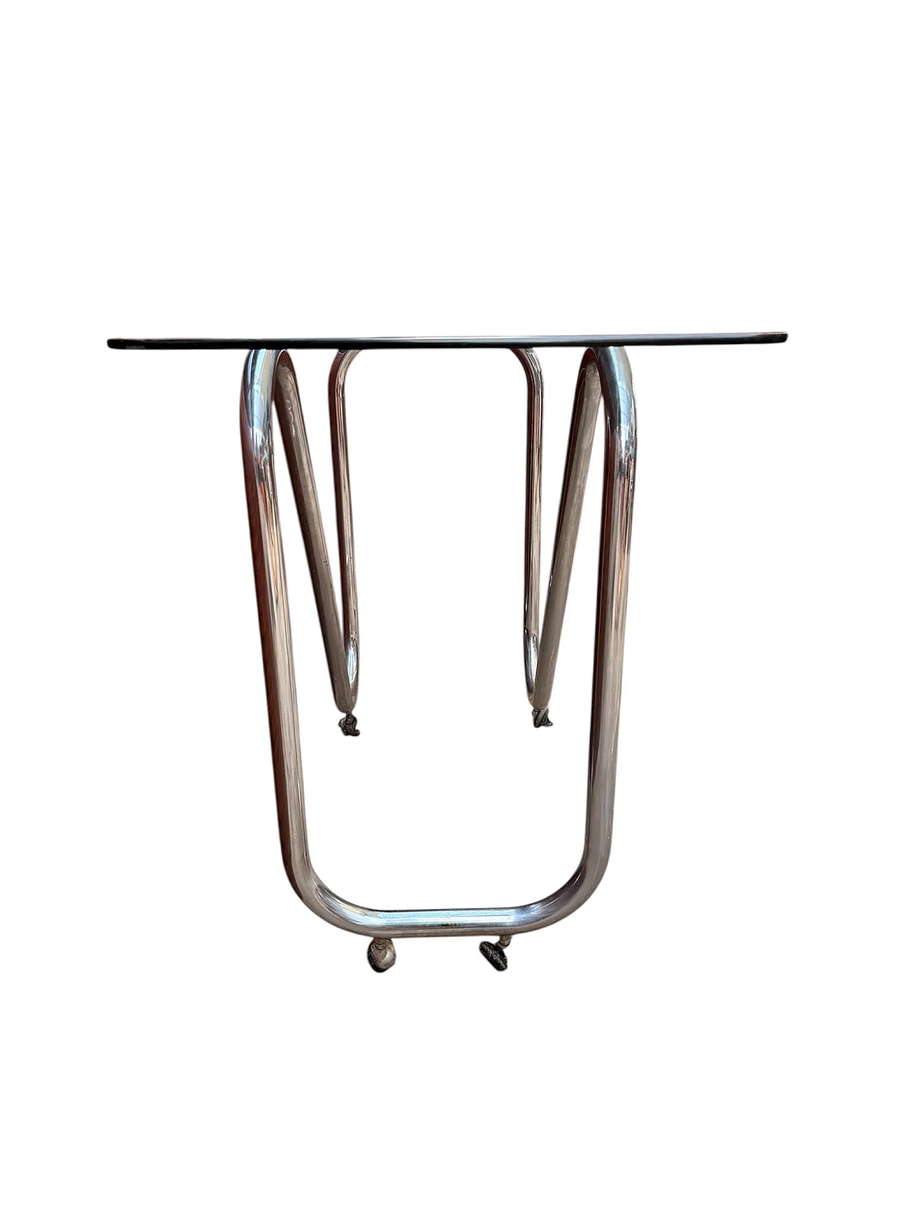 Coffee table space age pop art chromed smoked glass, 70s 5