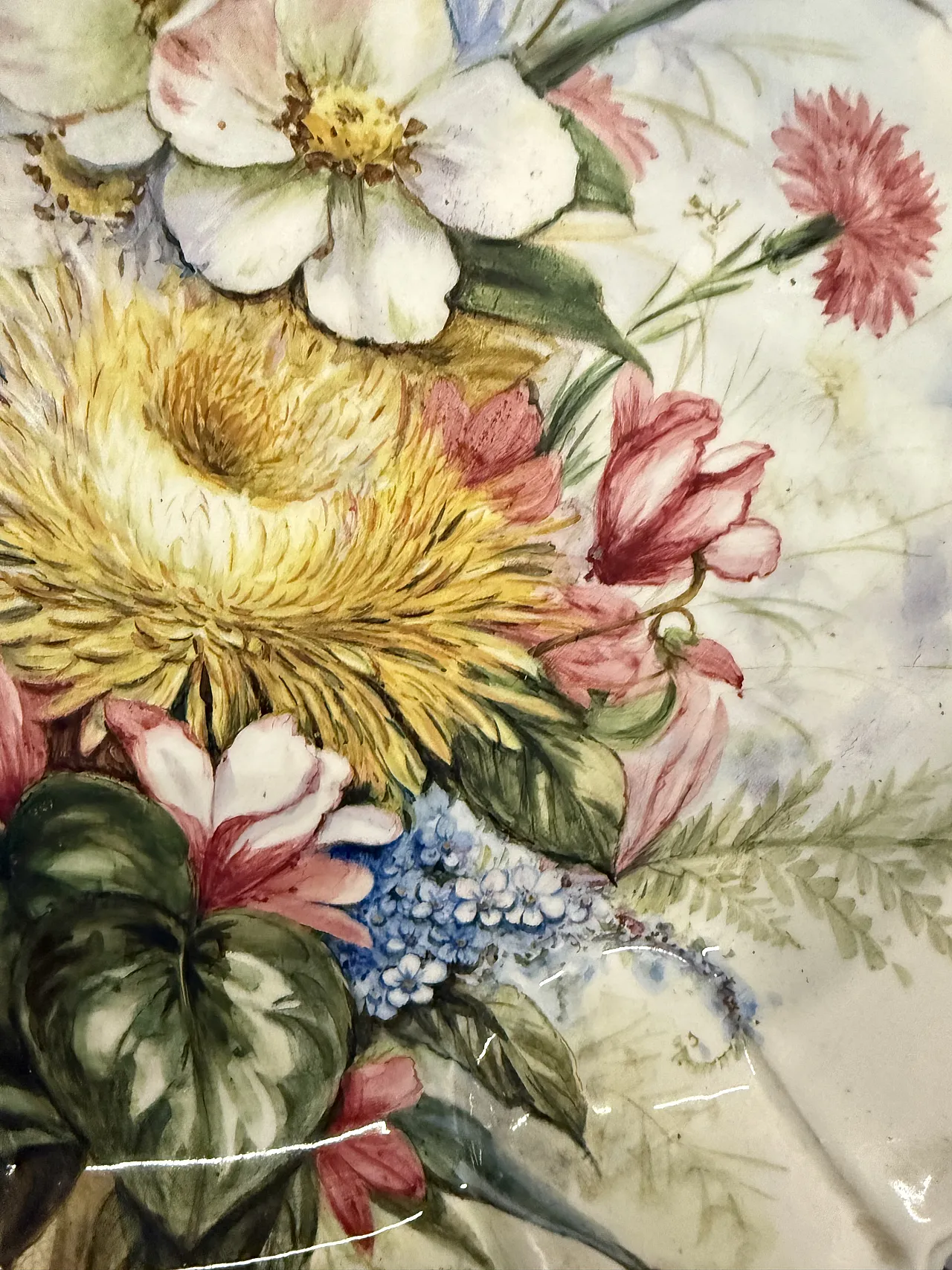 Grande piatto in Maiolica floreale, '800 5