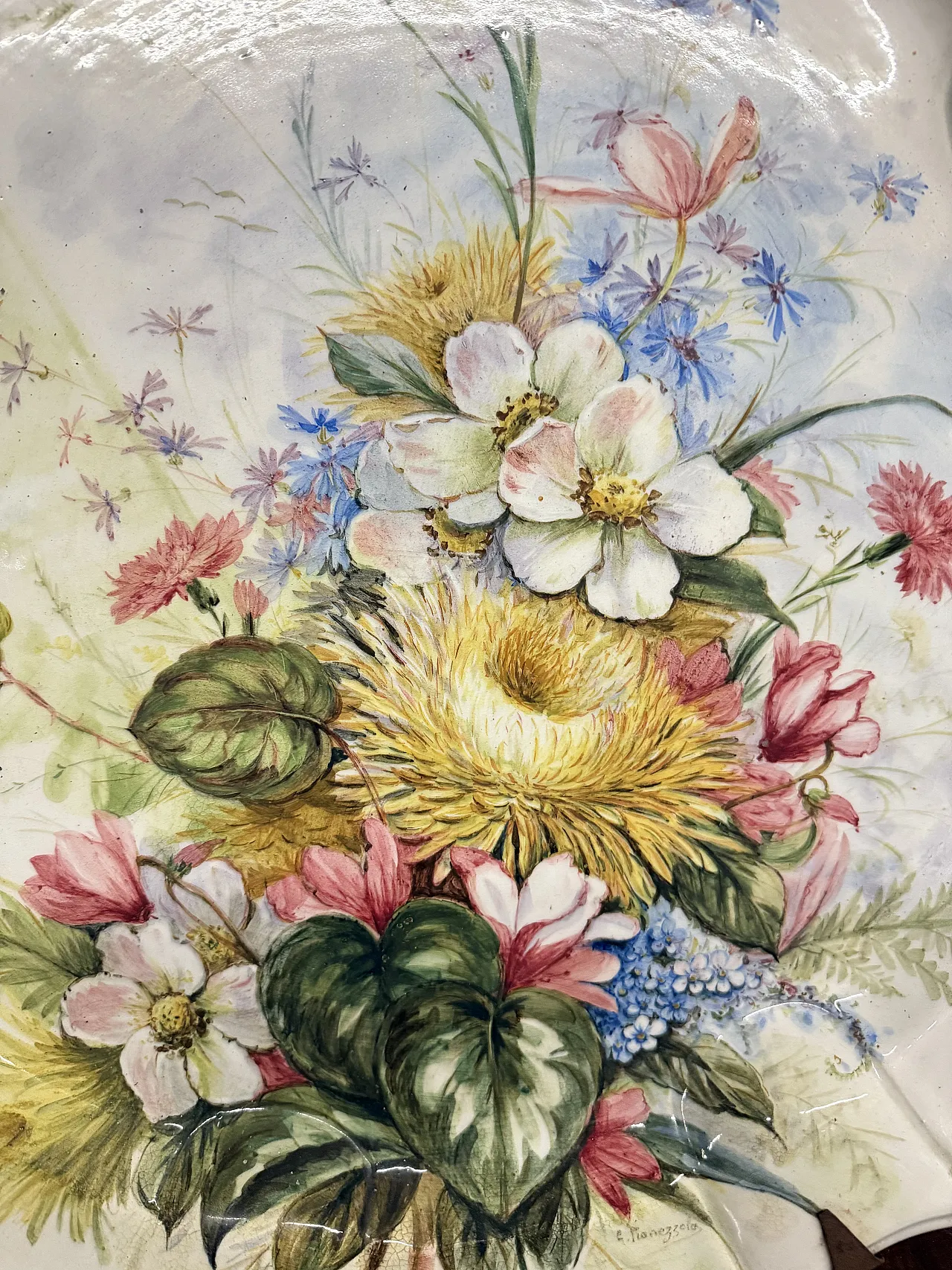 Grande piatto in Maiolica floreale, '800 7