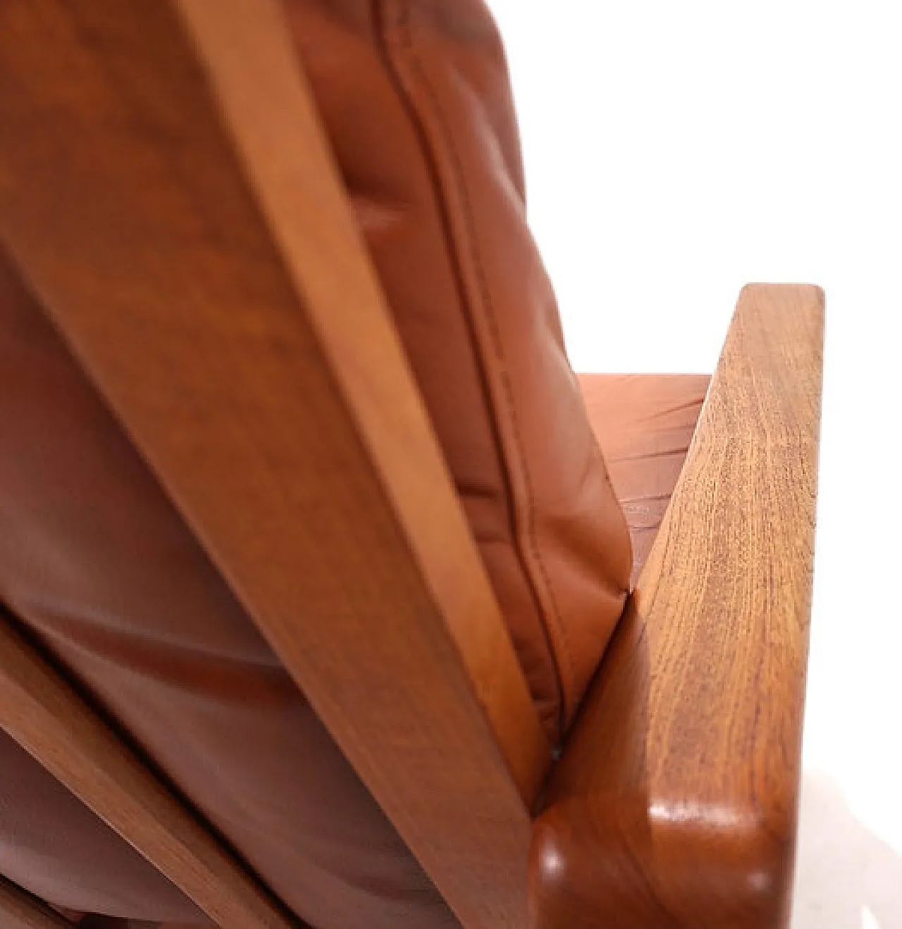 Poltrona Komfort in pelle e teak di Arne Wahl Iversen, anni '60 15