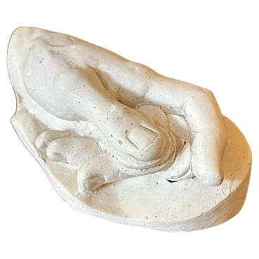 Studio anatomico in gesso di una mano che tiene monete, anni '50