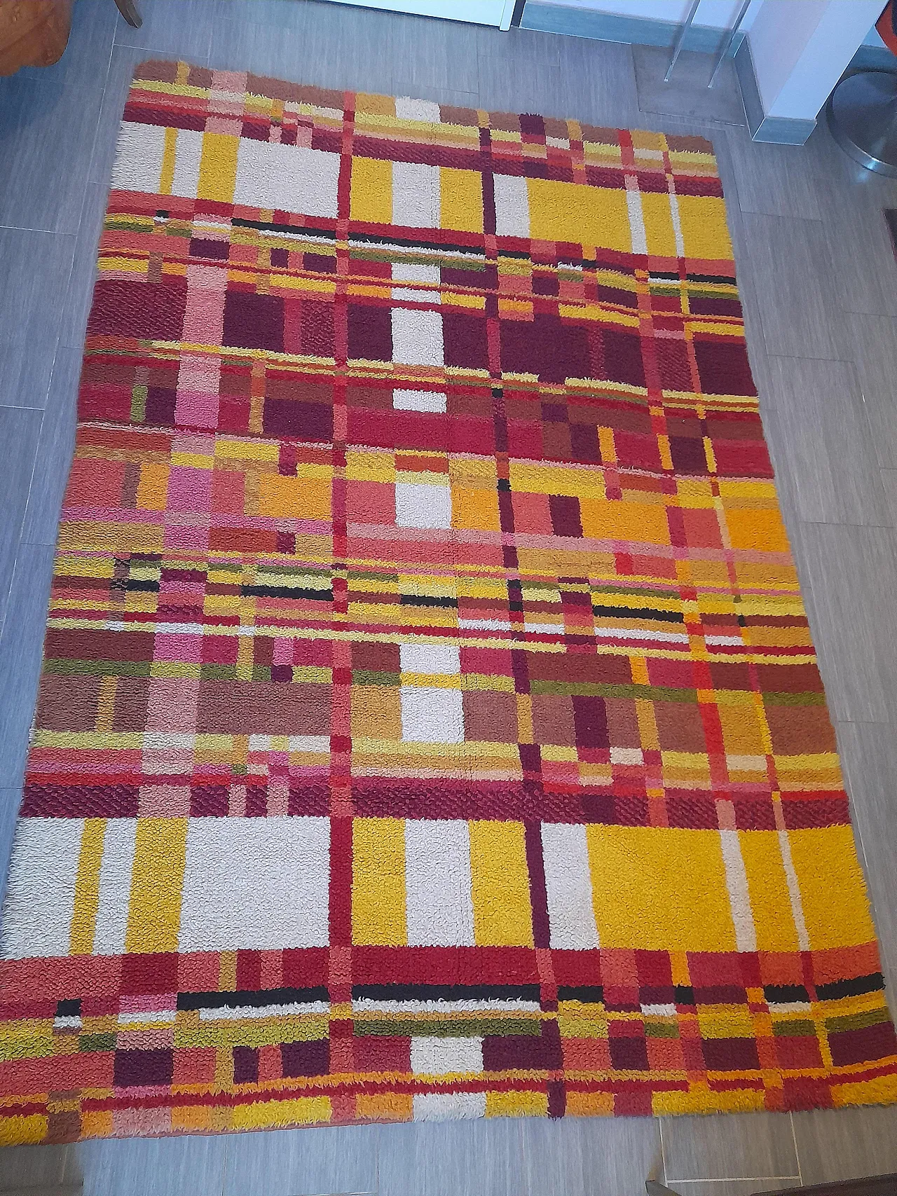 Tappeto fatto a mano in lana stile Bauhaus, Germania, Anni ’60 12