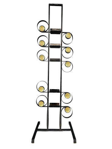 Portavasi in metallo in stile brutalista, anni '70