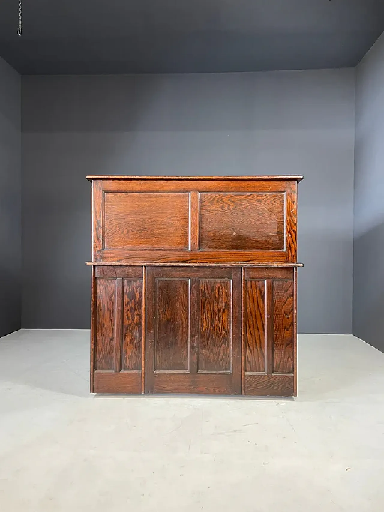 Scrivania americana con ribalta, rovere massello, anni '30 4