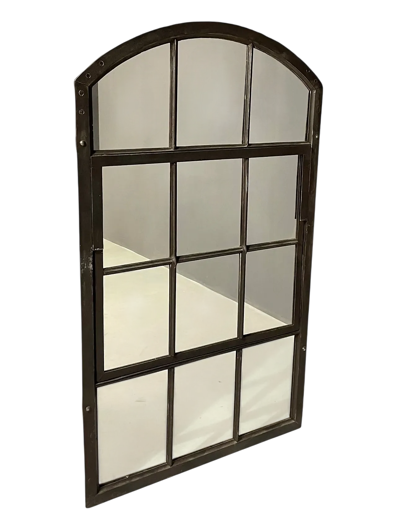 Specchio industriale in ferro con patina, anni '60 14