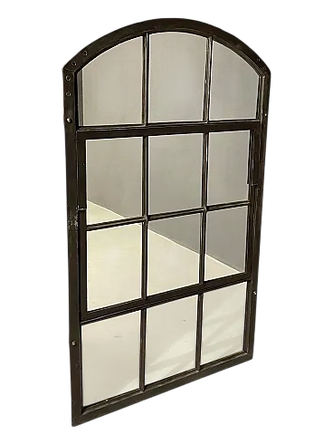 Specchio industriale in ferro con patina, anni '60