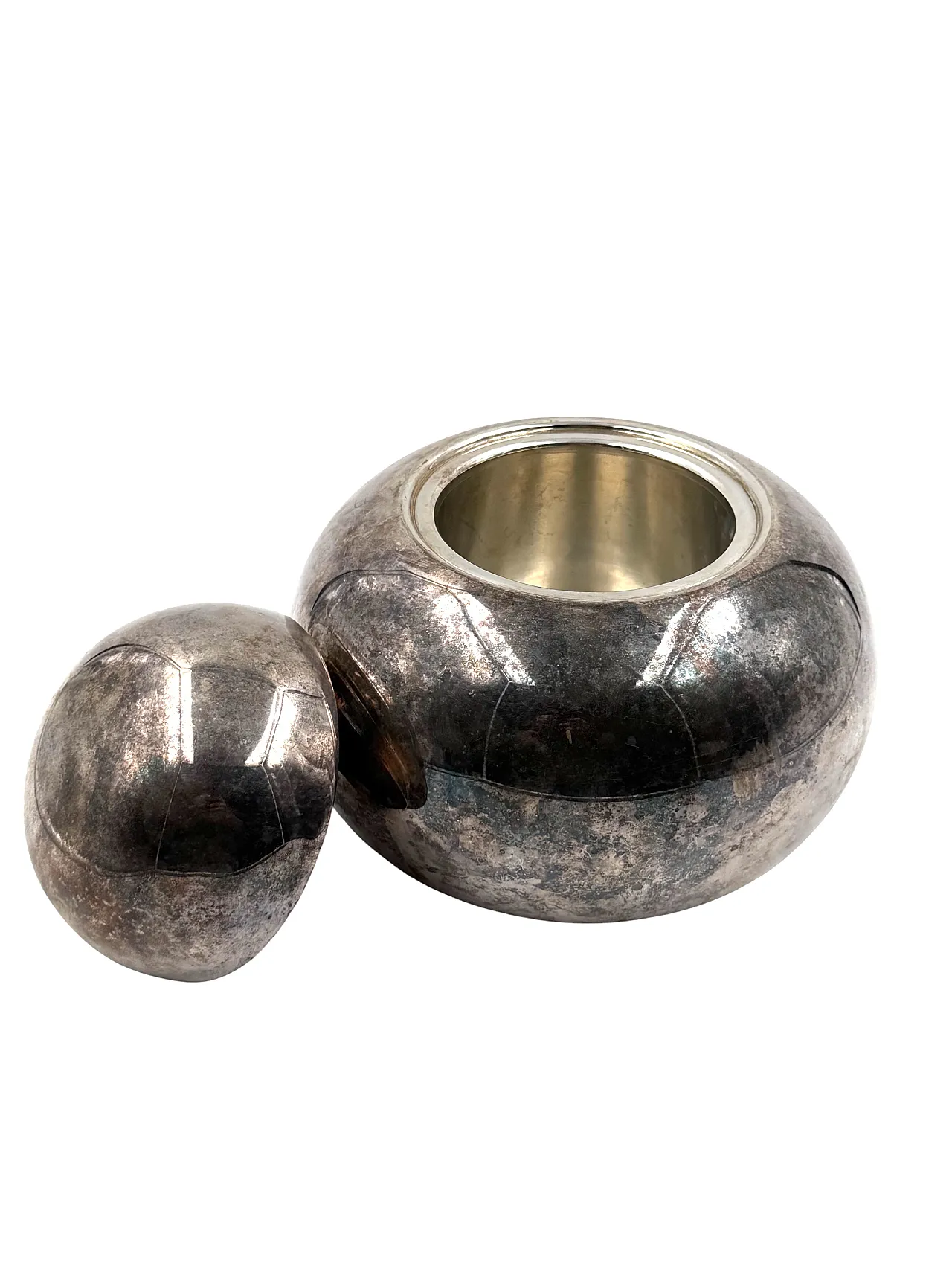 Ice bucket Mid-century Modern placcato argento, Teghini Firenze Italy 10