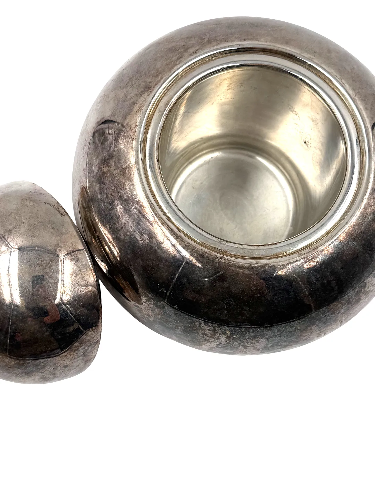 Ice bucket Mid-century Modern placcato argento, Teghini Firenze Italy 11