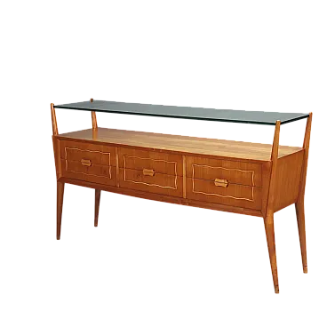 Cassettiera in legno di ciliegio impiallacciato con cassetti, anni '50