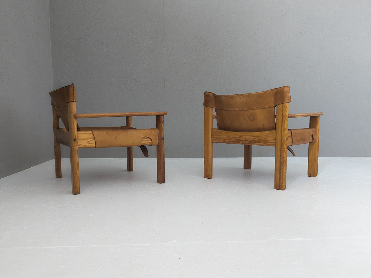 Coppia di poltrone Natura in pelle di Karin Mobring per Ikea, anni '70 21