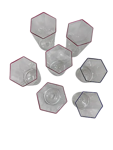 7 bicchieri esagonali in vetro di Murano di Carlo Scarpa, anni '50