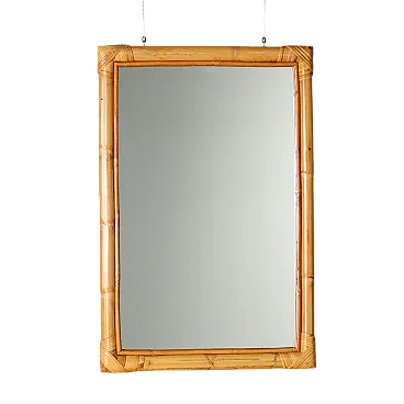Specchio con cornice in bambù e vimini, anni '80