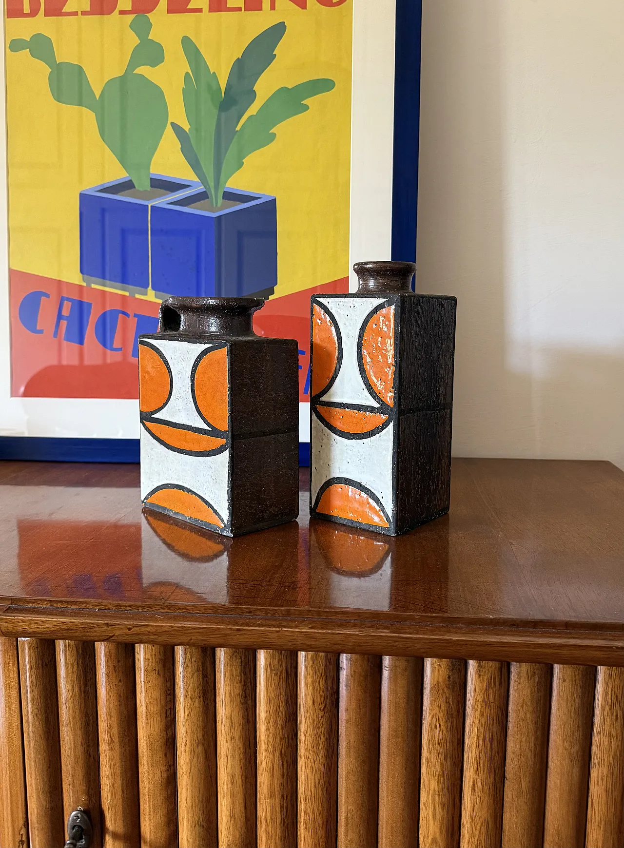 Pair of Space Age ceramic vases by Bitossi, 70s 3