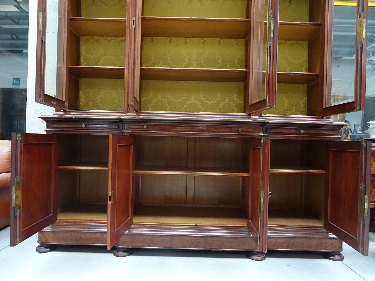 Napoleon III bookcase in mahogany with carved glass, 1880 6