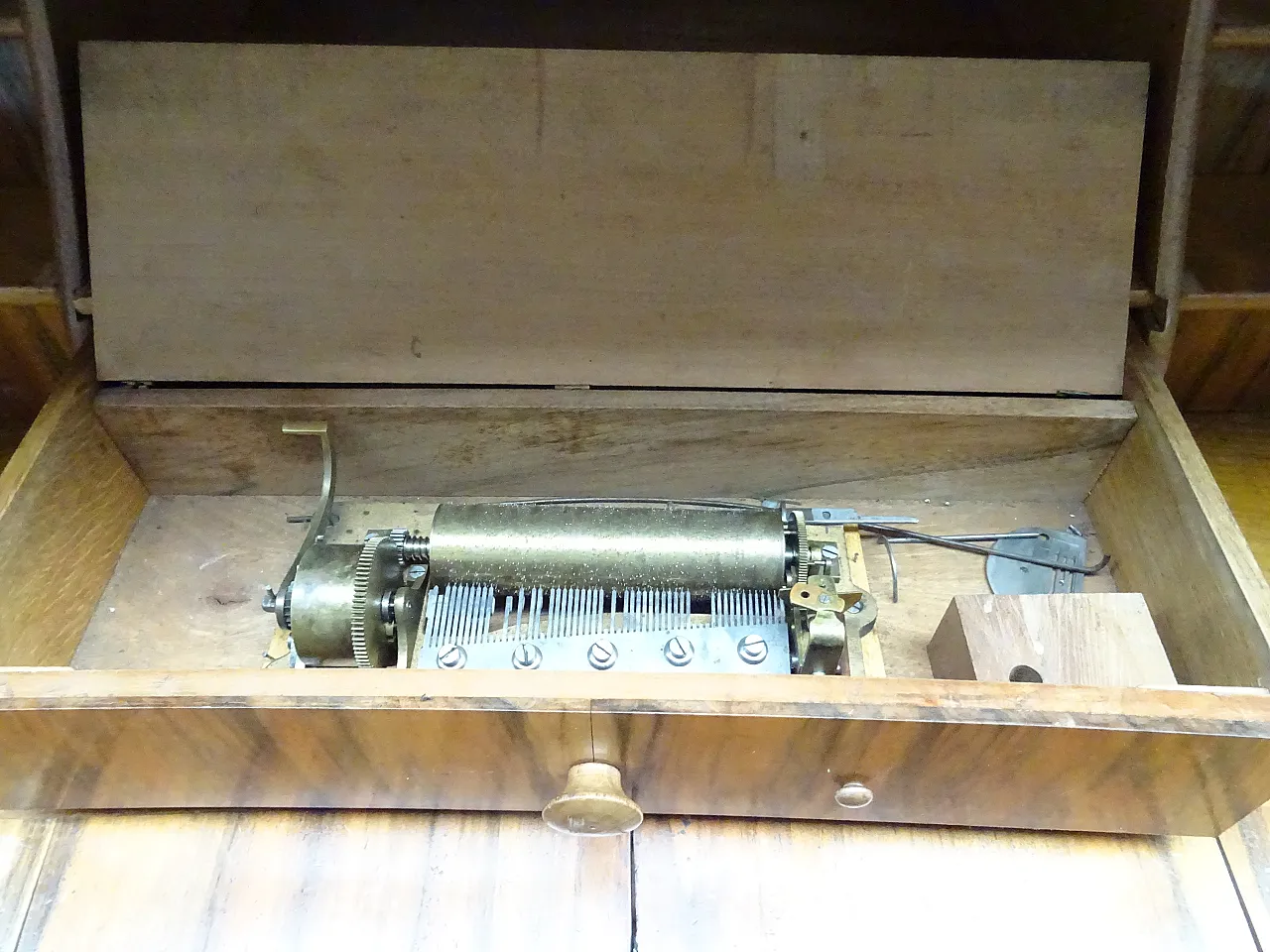 Secretaire Biedermaier in noce scolpito, prima metà '800 4