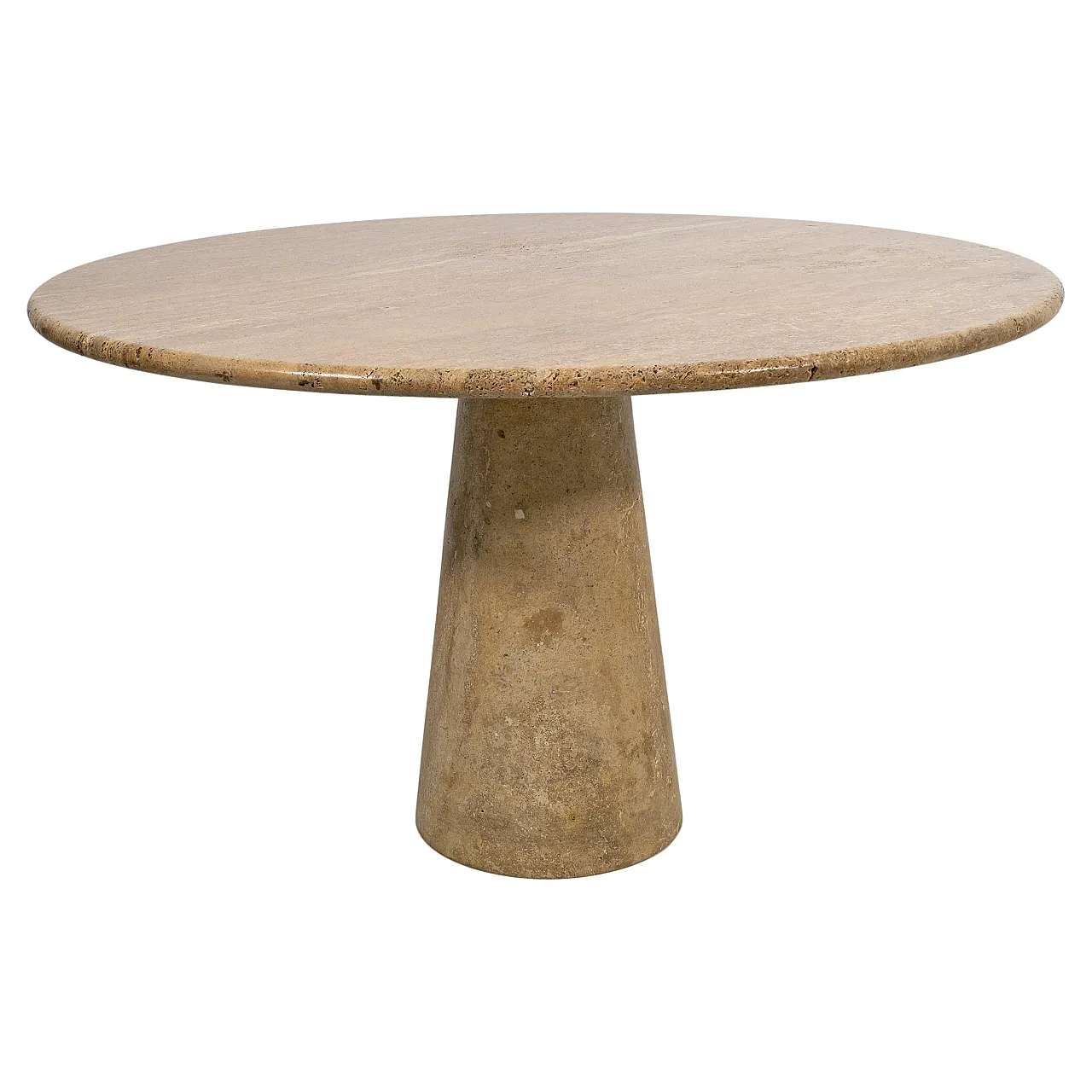 Travertine round dining table attributed to Angelo Mangiarotti, 1970s 1