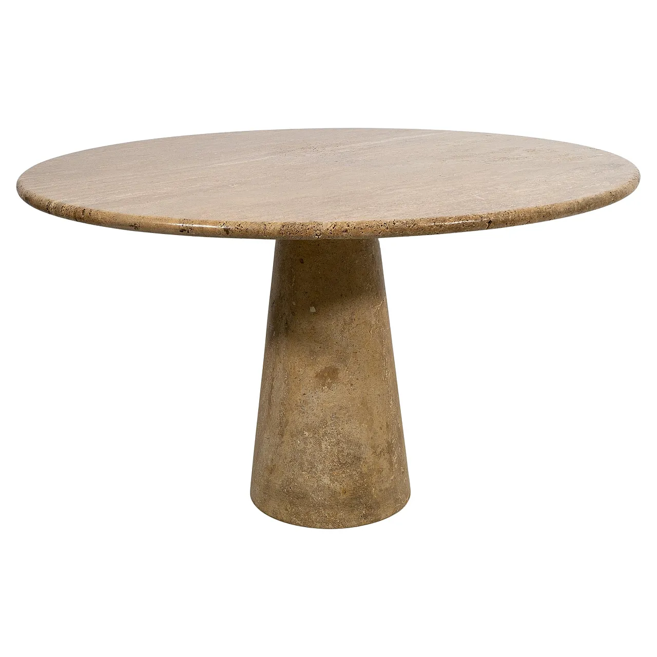 Travertine round dining table attributed to Angelo Mangiarotti, 1970s 2