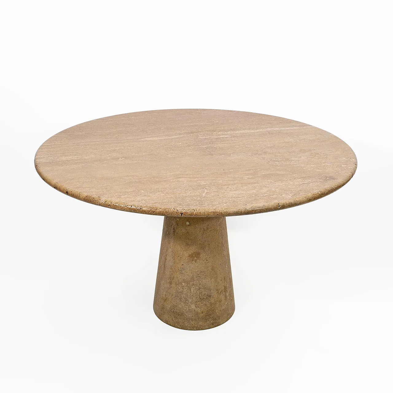 Travertine round dining table attributed to Angelo Mangiarotti, 1970s 3