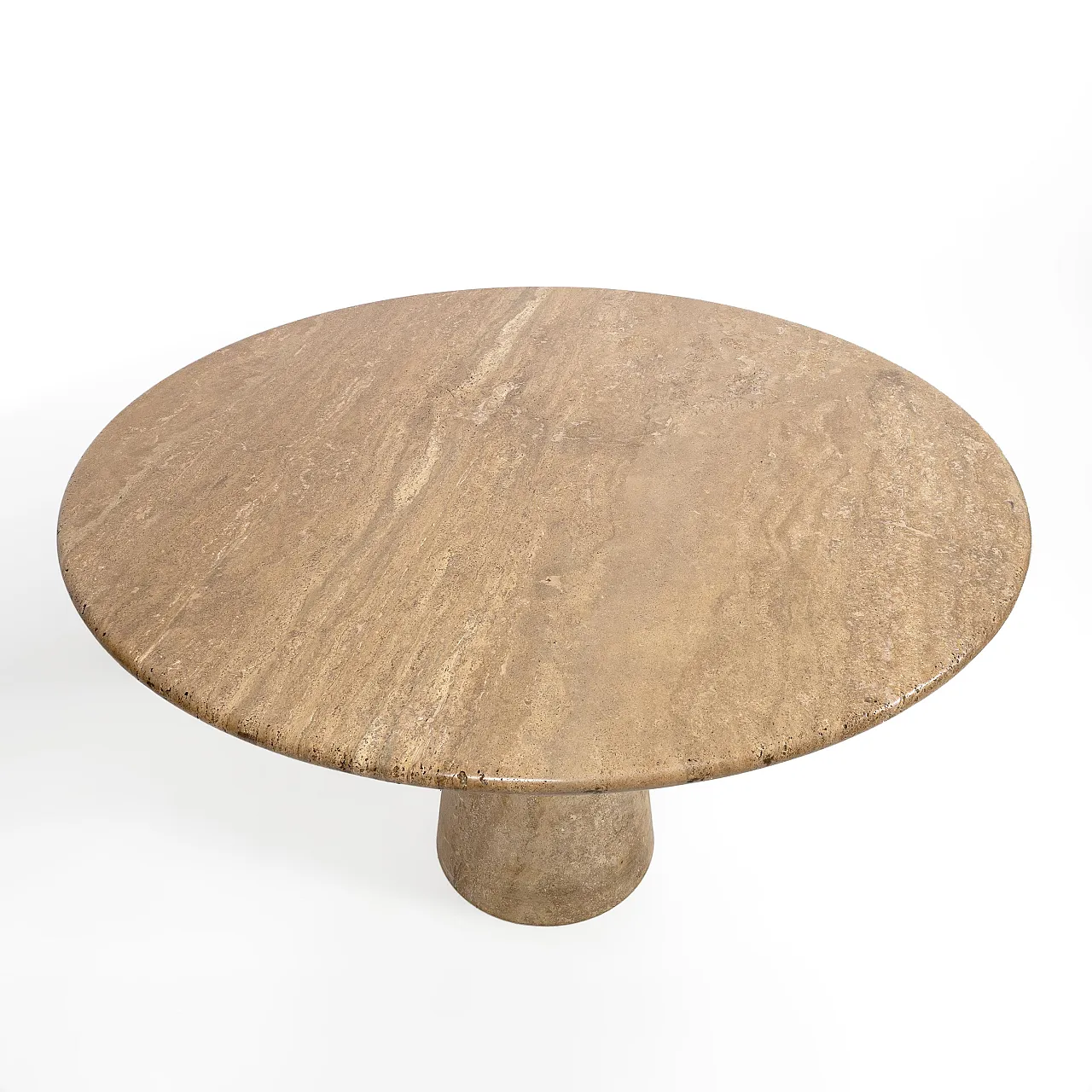 Travertine round dining table attributed to Angelo Mangiarotti, 1970s 4