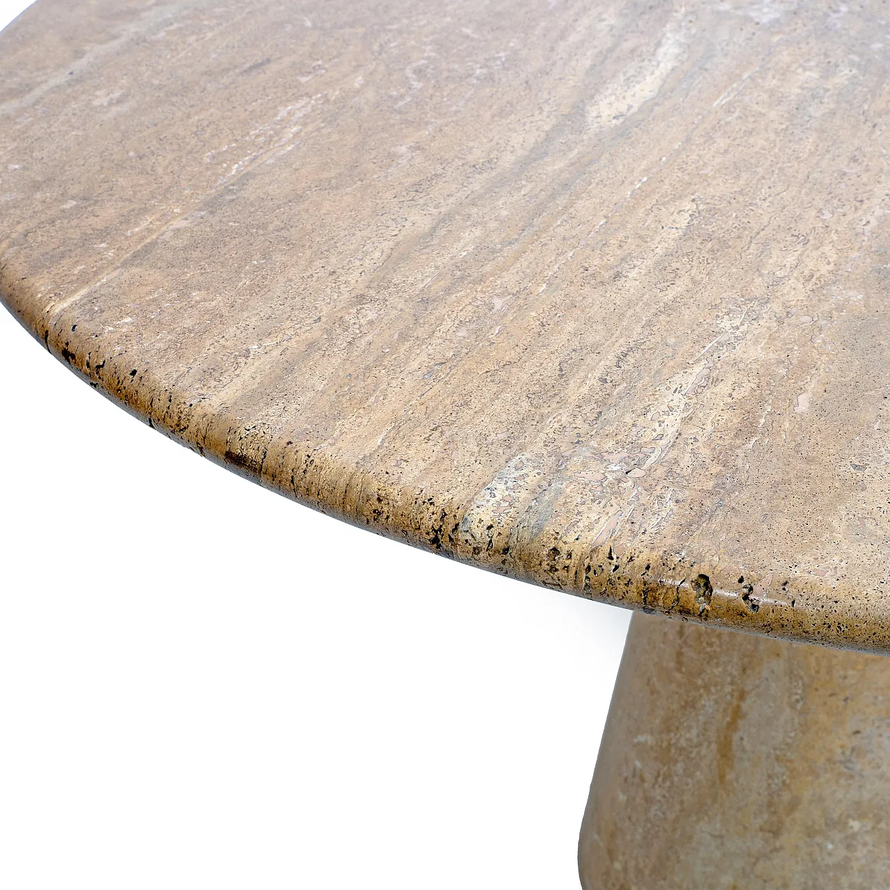 Travertine round dining table attributed to Angelo Mangiarotti, 1970s 5