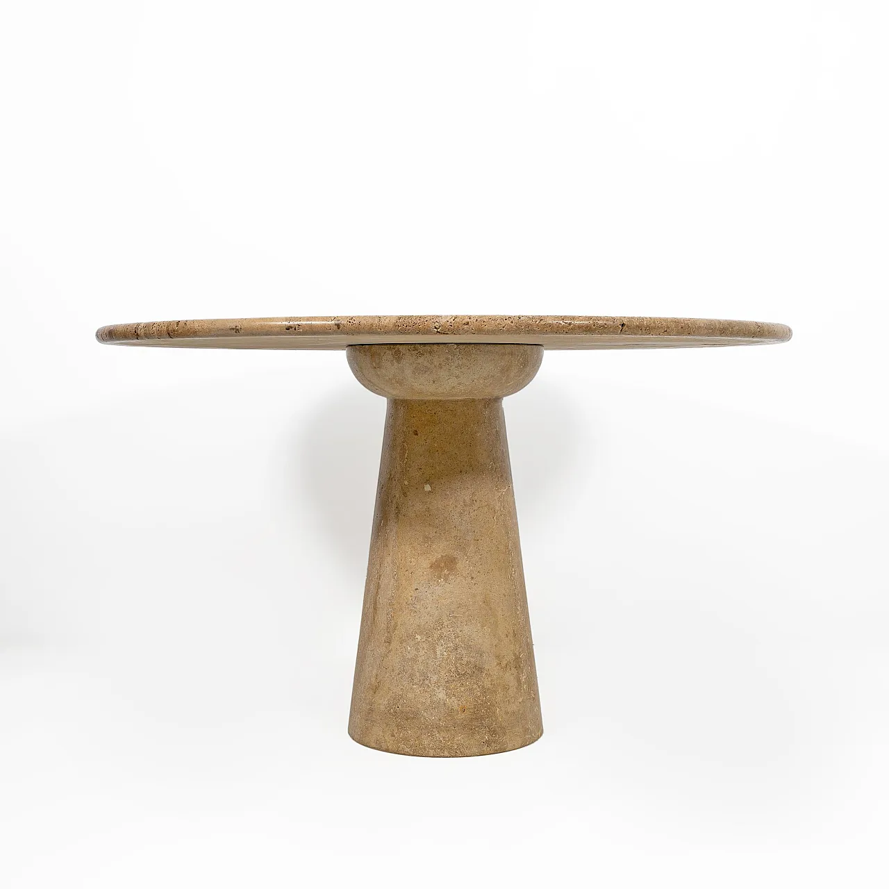 Travertine round dining table attributed to Angelo Mangiarotti, 1970s 6