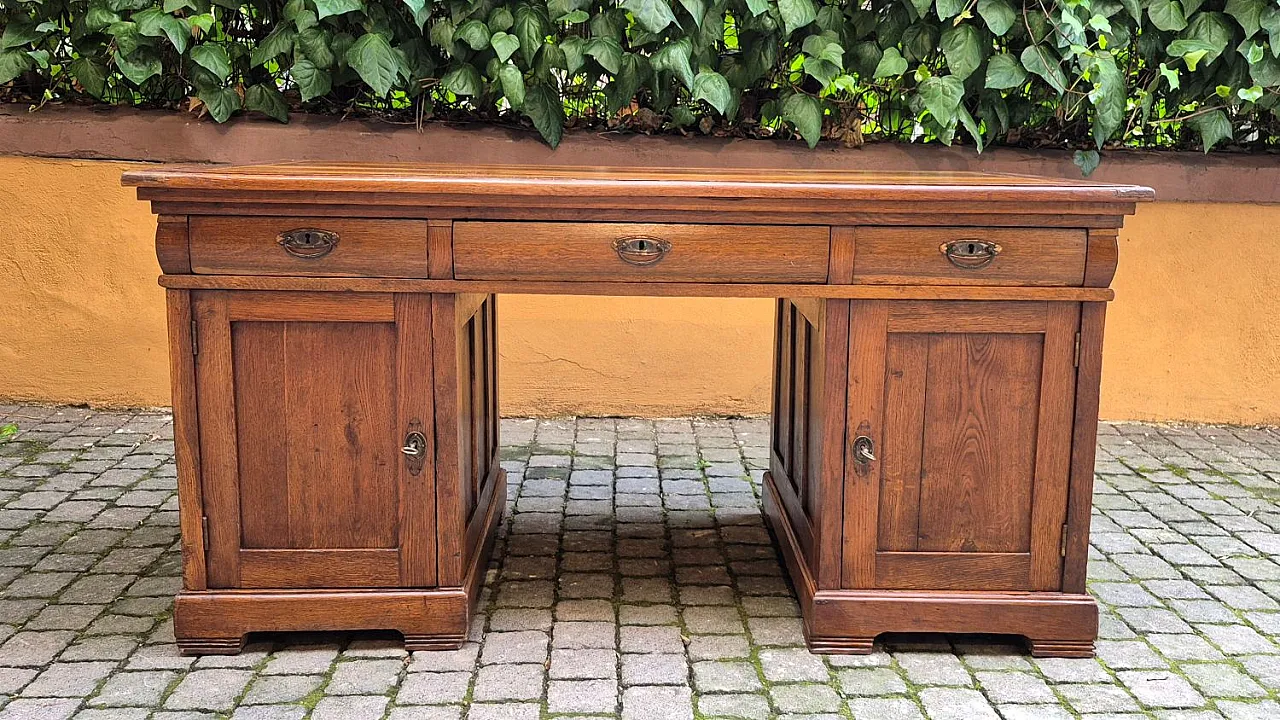 Scrivania in legno di noce e rovere, '800 2