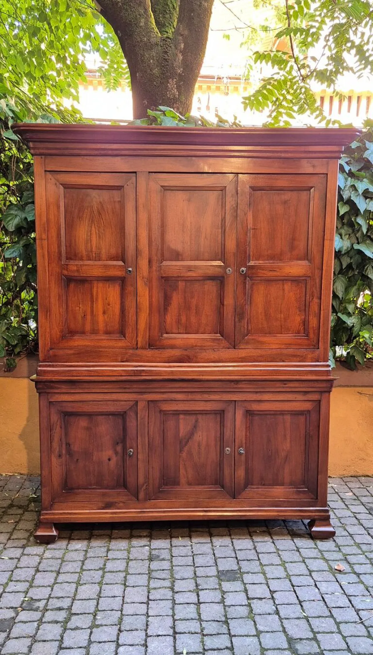 Credenza doppio corpo in legno di noce '800 1