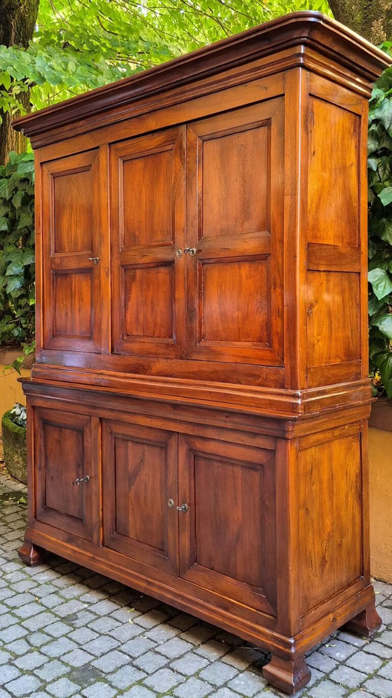 Credenza doppio corpo in legno di noce '800 2