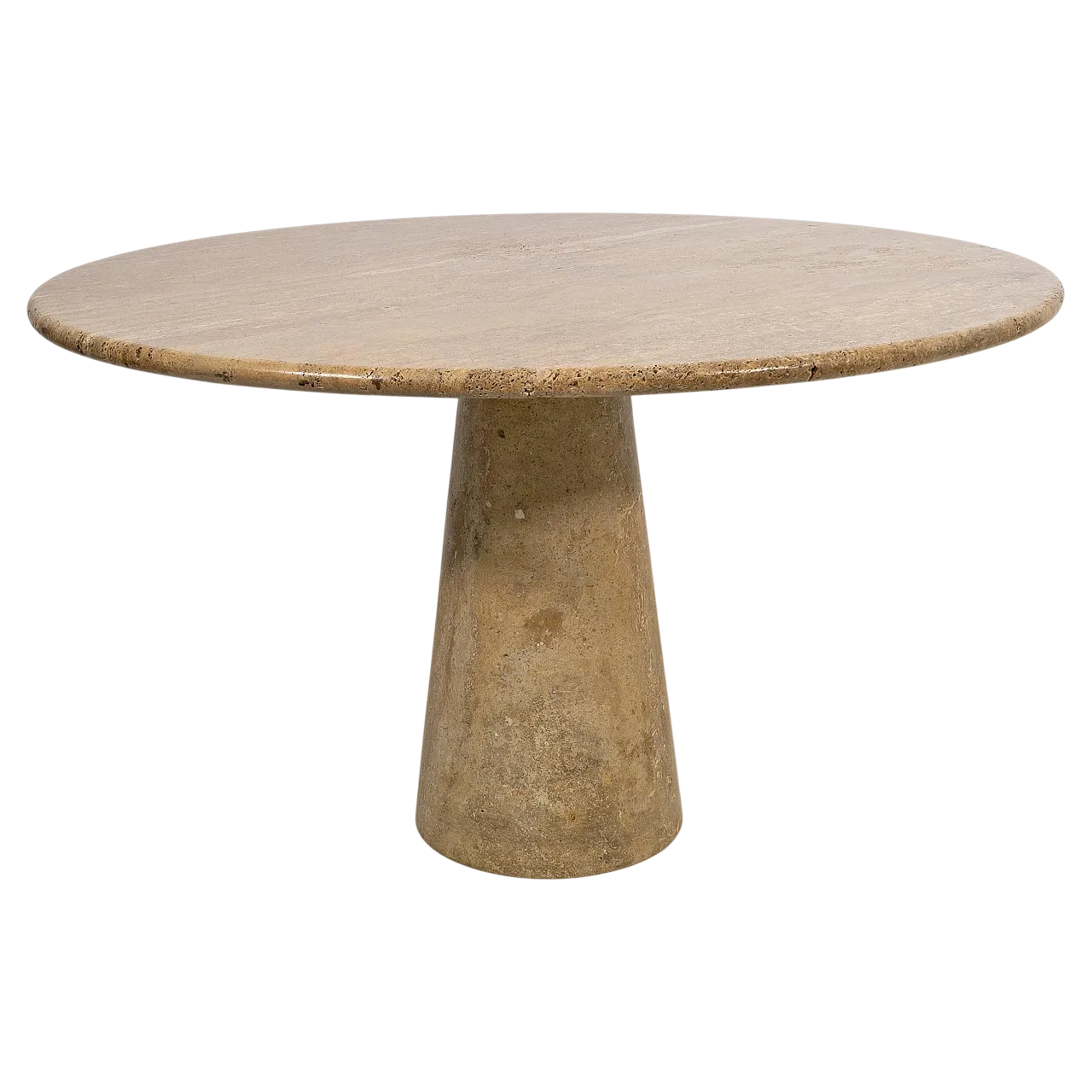 Travertine round dining table attributed to Angelo Mangiarotti, 1970s 8