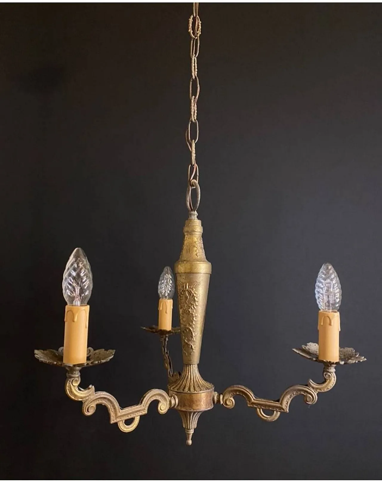 Brass chandelier, 1970s 2