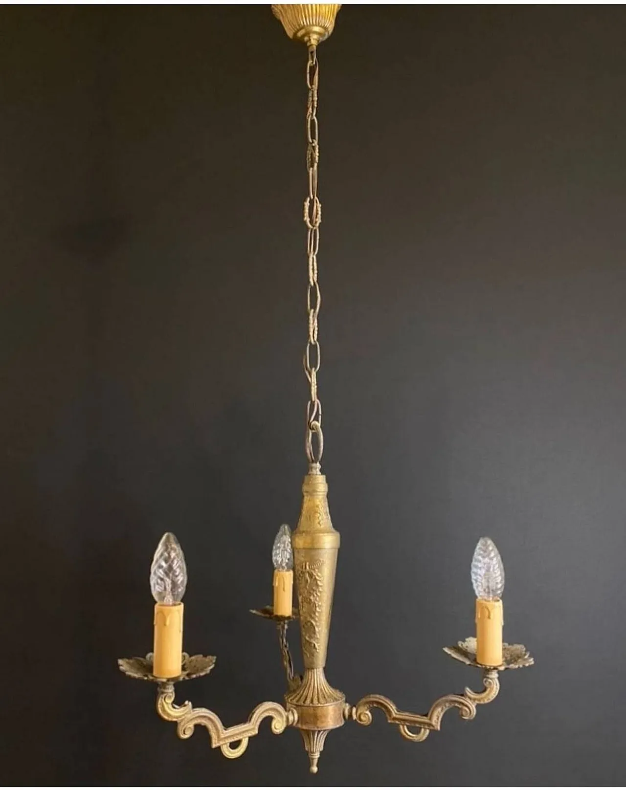 Brass chandelier, 1970s 4