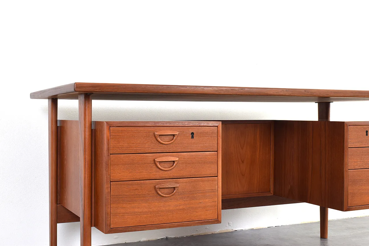 Mid-Century teak executive desk by Kai Kristiansen for FM Møble, 1970s 15