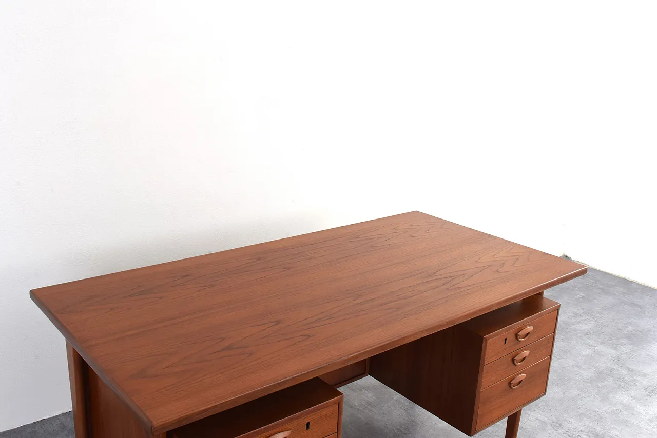 Mid-Century teak executive desk by Kai Kristiansen for FM Møble, 1970s 16