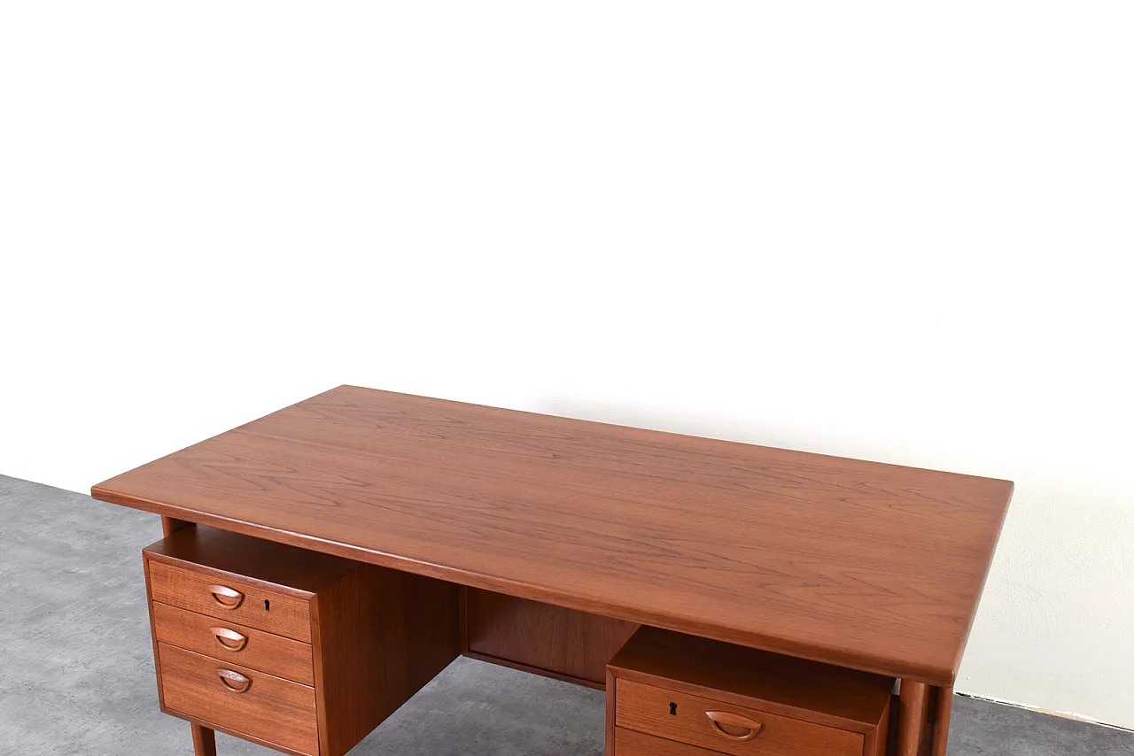 Mid-Century teak executive desk by Kai Kristiansen for FM Møble, 1970s 17