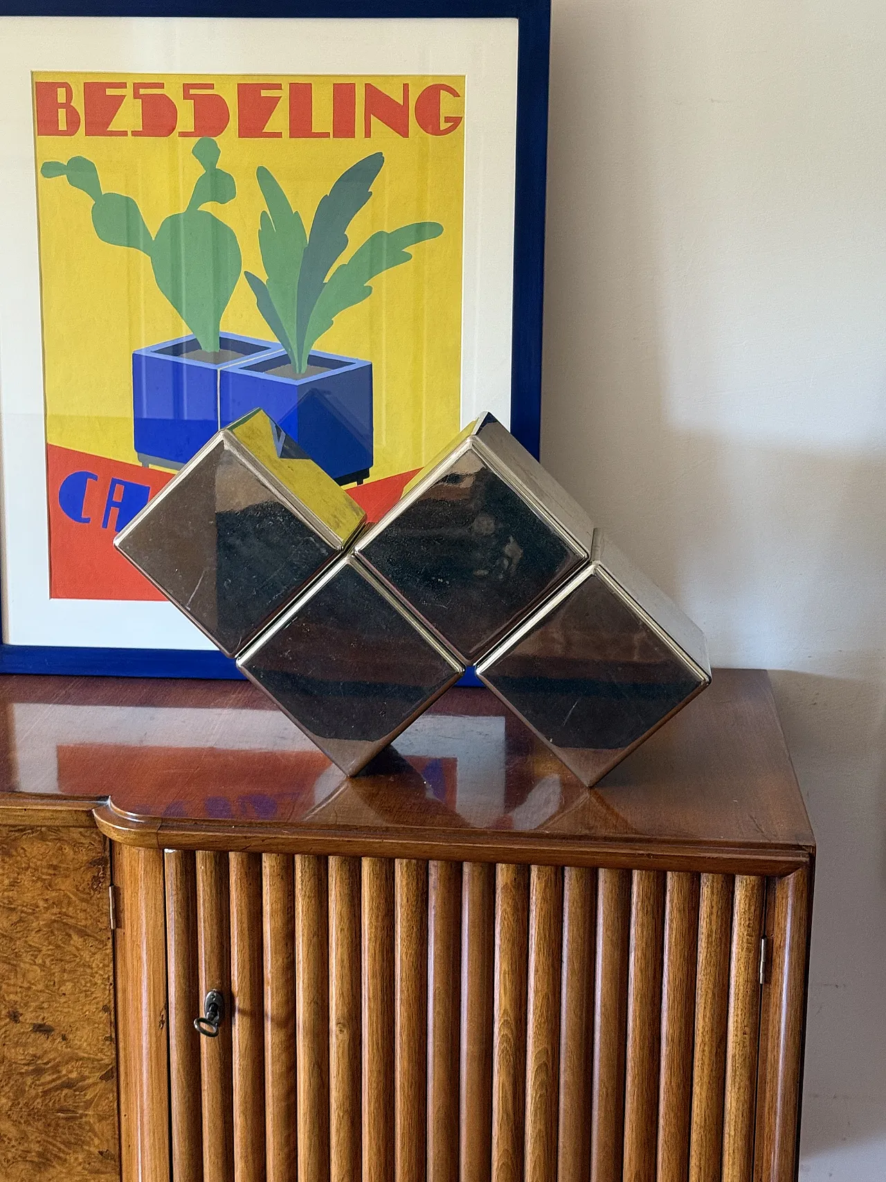 Postmodern steel sculpture depicting Tetris, 80s 3