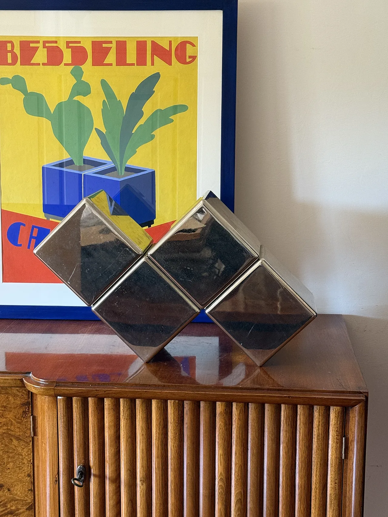 Postmodern steel sculpture depicting Tetris, 80s 4