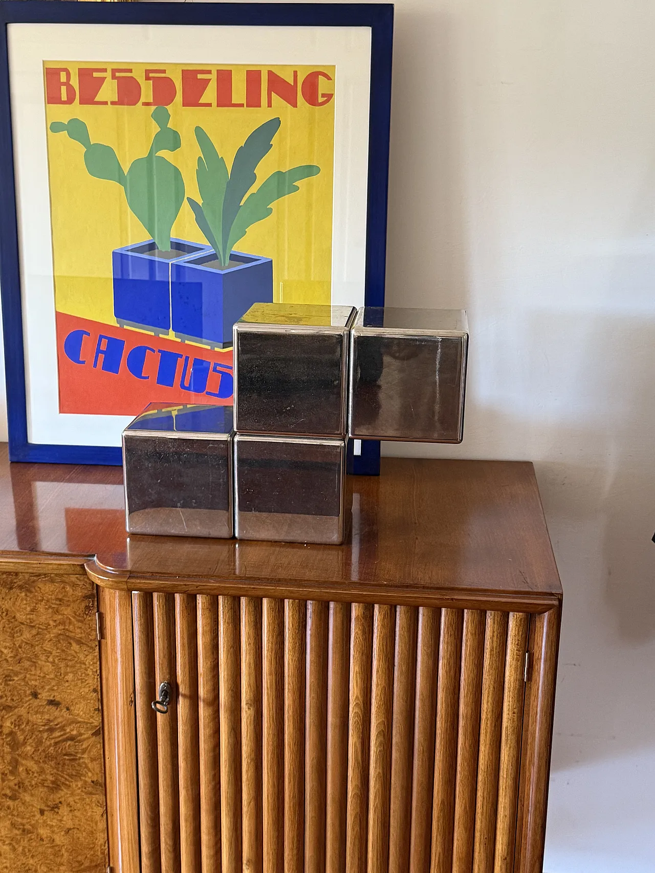 Postmodern steel sculpture depicting Tetris, 80s 8