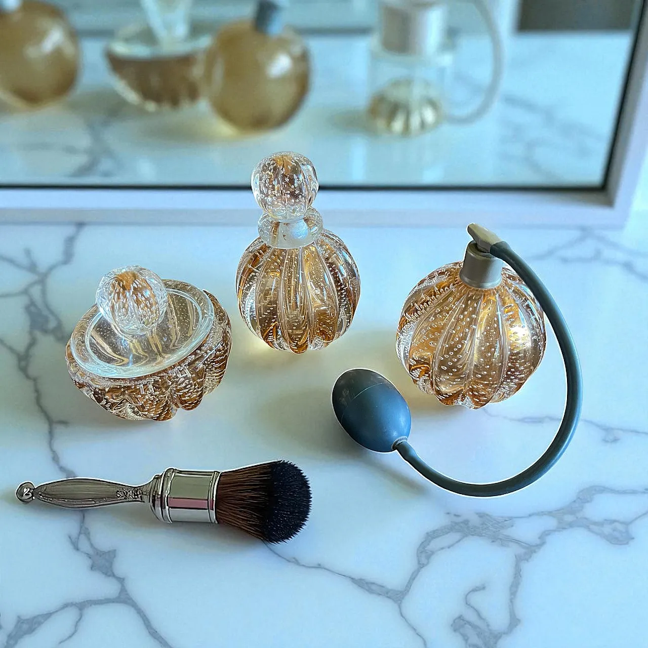 Set da toeletta in vetro Murano Bullicant, anni '50 1